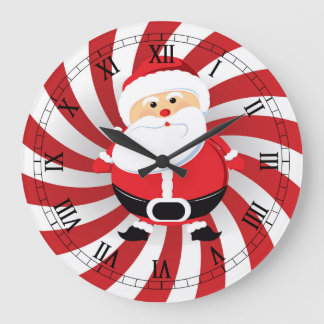 Peppermint Twist Christmas Santa Wall Clock