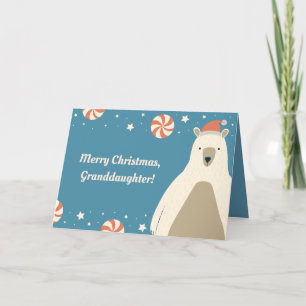 PEPPERMINTS & BEAR GRANDDAUGHTER CHRISTMAS CARD