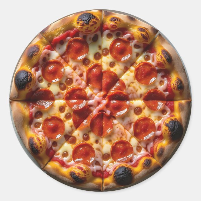 Pepperoni and Cheese Pizza Classic Round Sticker (Front)