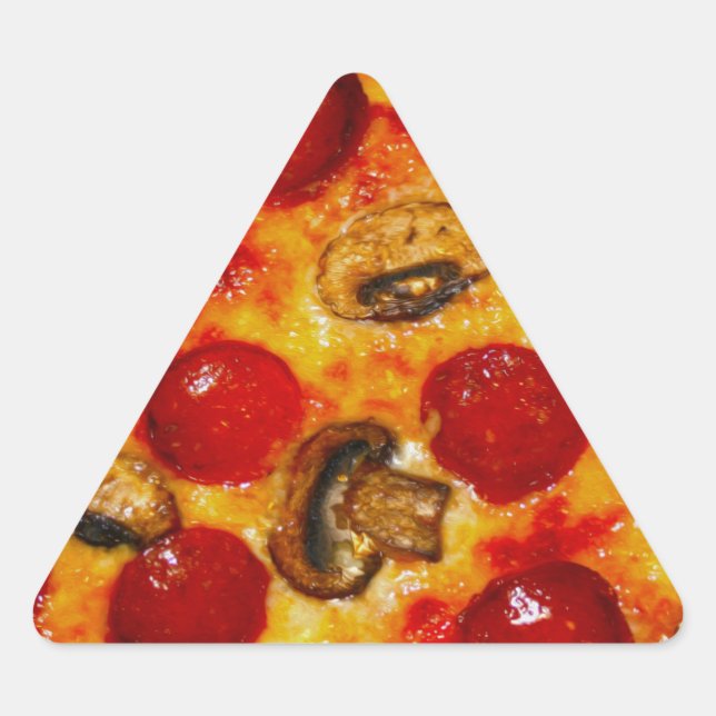 Pepperoni and Mushroom Pizza Triangle Sticker (Front)