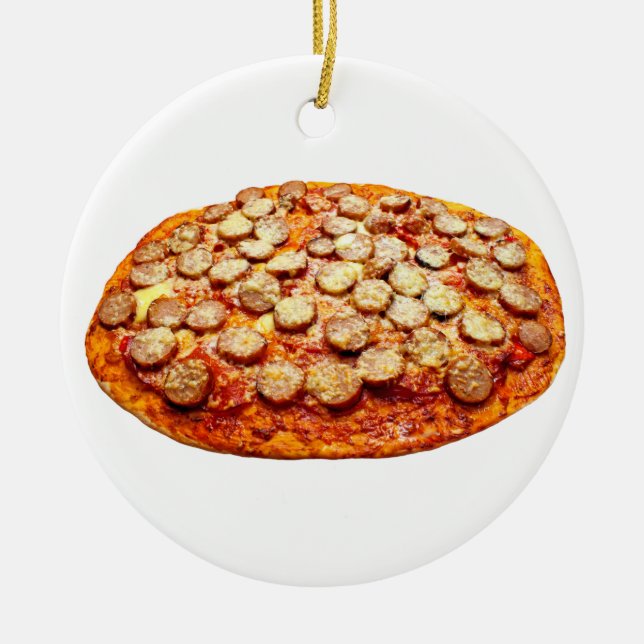 Pepperoni and Sausage Pizza Christmas Ornament (Front)