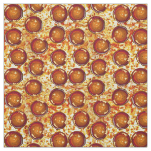 Pepperoni Cheese Pizza Pattern Fabric
