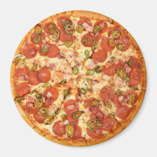 Pepperoni et Olive Pizza Refrigerator Magnet
