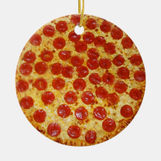 Pepperoni Pizza Ceramic Ornament (Front)