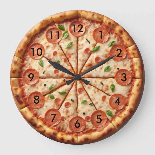 Pepperoni Pizza Clock - Italian Food Pizza o'clock (Front)