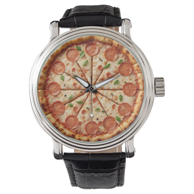 Pepperoni Pizza Clock - Sausage hold the numbers Watch (Front)