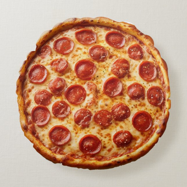 Pepperoni Pizza Coussin rond - Amusant et réaliste (Devant)