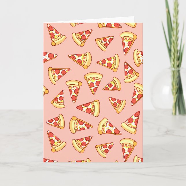 Pepperoni Pizza Dessin Motif Carte de voeux (Devant)