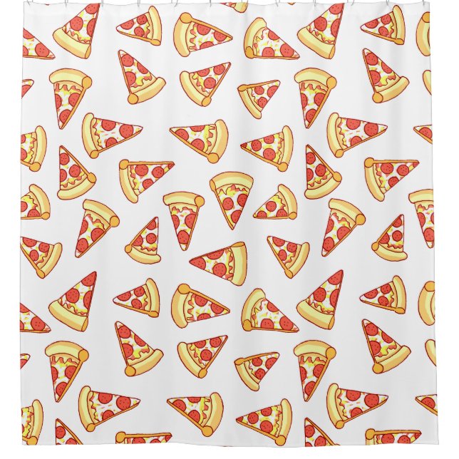 Pepperoni Pizza Drawing Pattern Shower Curtain (Front)