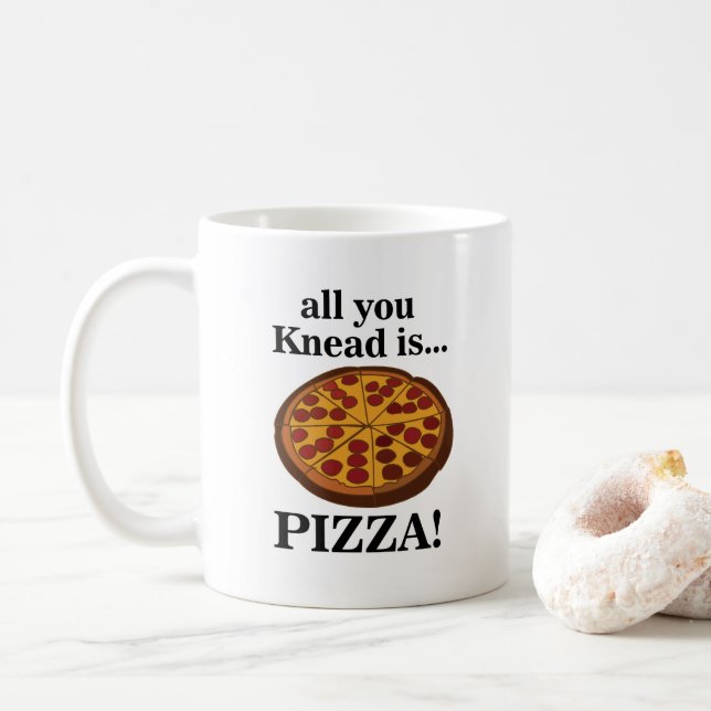 Pepperoni Pizza Food Funny Coffee Mug (With Donut)