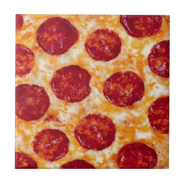 Pepperoni Pizza Hot and Yummy! Tile (Front)