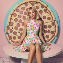 Pepperoni pizza in 90s colours 