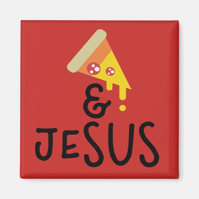 Pepperoni Pizza Jesus Faith Bible Quote Magnet (Front)