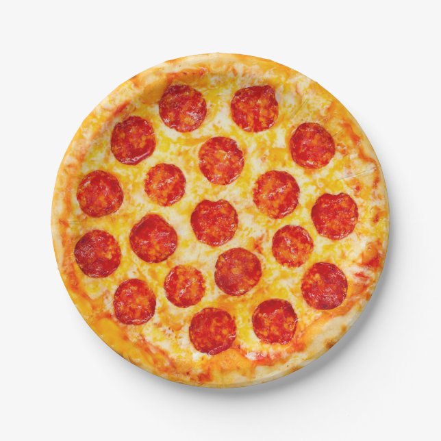 pepperoni pizza paper plate for that pizza party (Front)