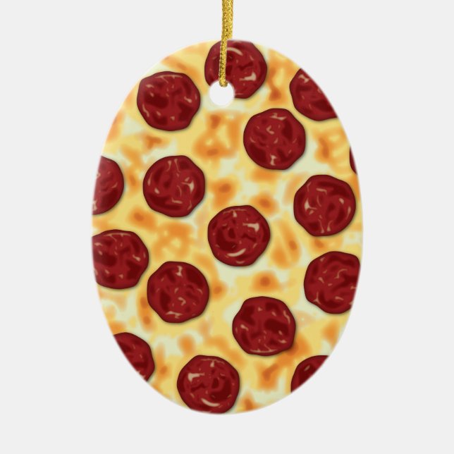 Pepperoni Pizza Pattern Ceramic Ornament (Front)