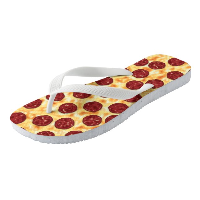 Pepperoni Pizza Pattern Flip Flops (Angled)