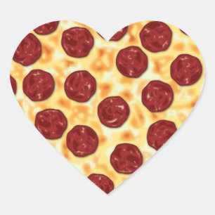 Pepperoni Pizza Pattern Heart Sticker