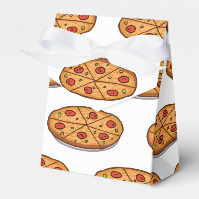 Pepperoni Pizza Pattern; Italian Food Favor Box (Front Side)