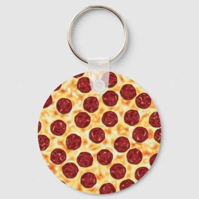 Pepperoni Pizza Pattern Keychain (Front)