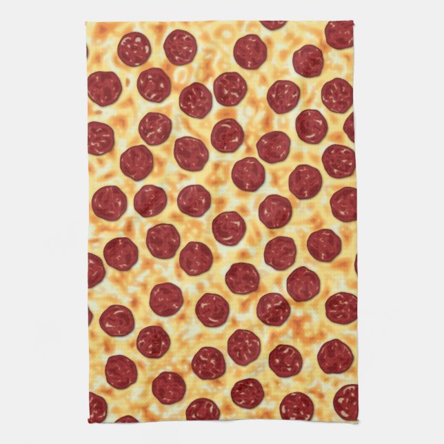 Pepperoni Pizza Pattern Kitchen Towel (Vertical)