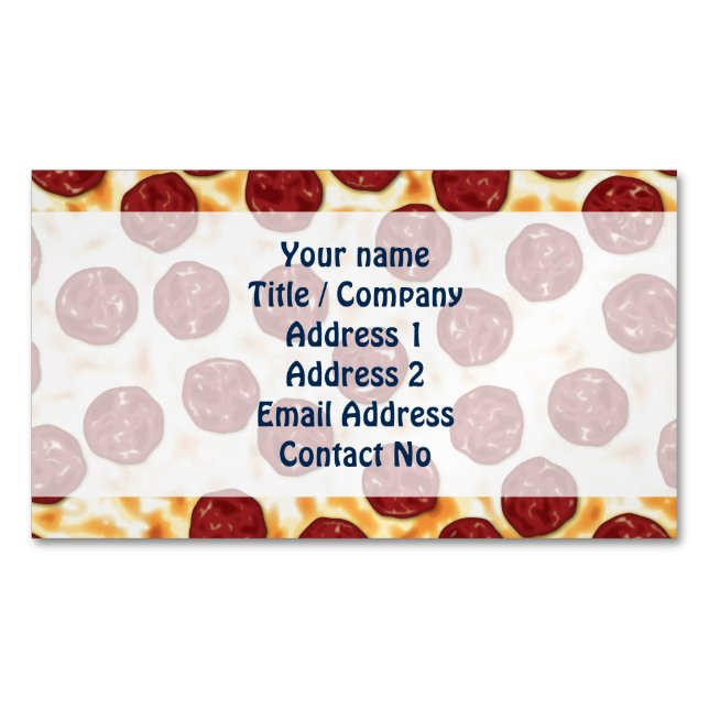 Pepperoni Pizza Pattern Magnetic Business Card (Front)