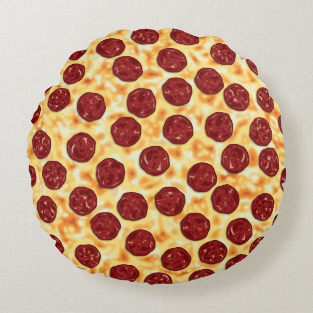 Pepperoni Pizza Pattern Round Pillow (Front)