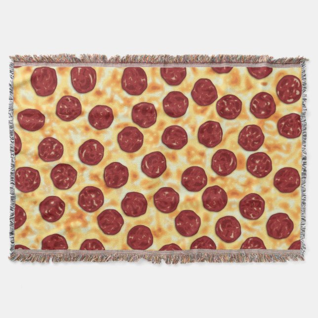 Pepperoni Pizza Pattern Throw Blanket (Front)