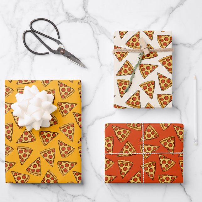 Pepperoni Pizza Pattern Wrapping Paper Sheet (Front)