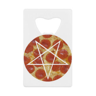 pepperoni pizza pentagram credit card bottle opener