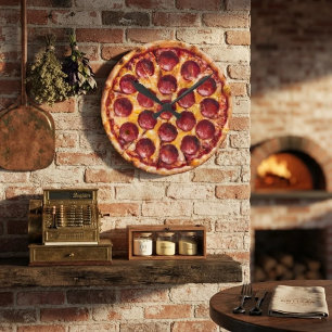 Pepperoni Pizza Round Clock