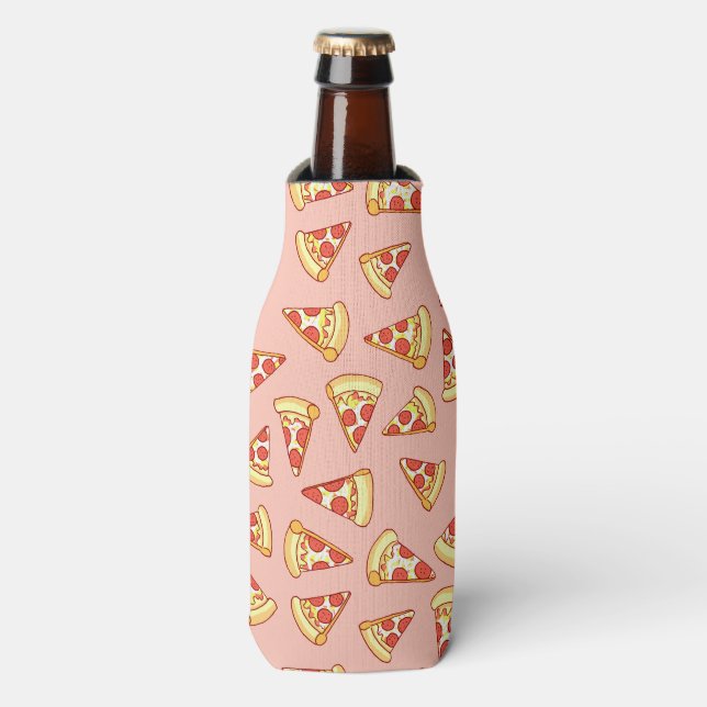 Pepperoni Pizza Slice Drawing Pattern Drink Cooler (Bottle Front)