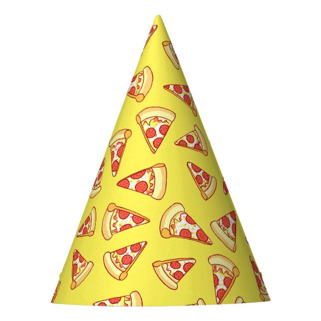 Pepperoni Pizza Slice Drawing Pattern Party Hats (Front)