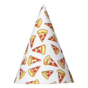Pepperoni Pizza Slice Drawing Pattern Party Hats