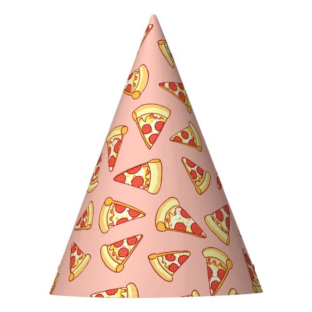 Pepperoni Pizza Slice Drawing Pattern Party Hats (Front)