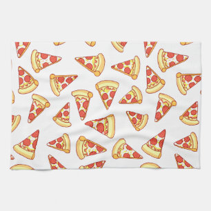 Pepperoni Pizza Slice Drawing Pattern Tea Towel
