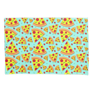 Pepperoni Pizza Slices on Blue Food Patterned Boys Pillowcase