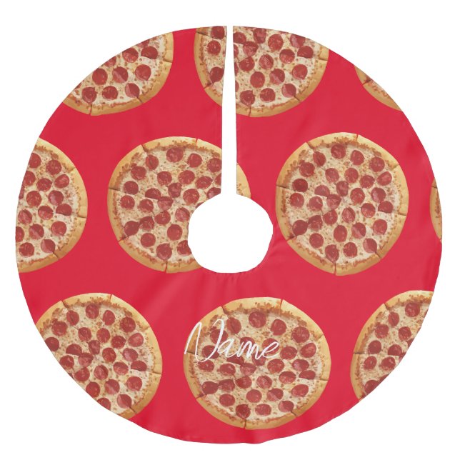 Pepperoni Pizza Thunder_Cove Brushed Polyester Tree Skirt (Front)