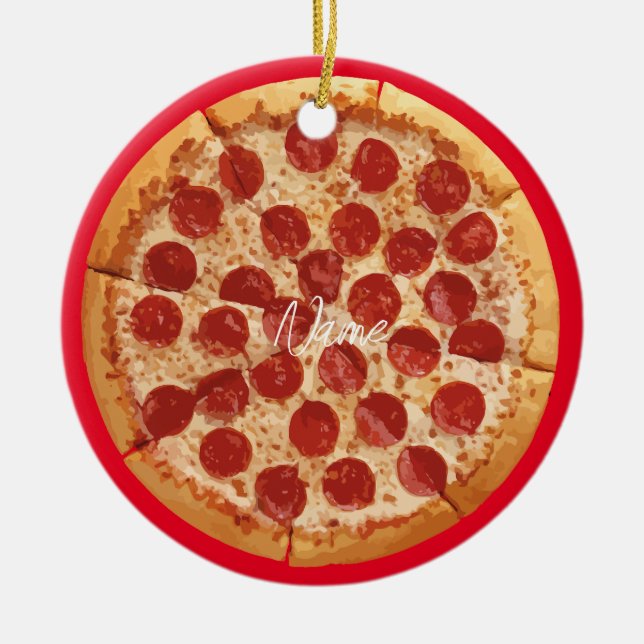 Pepperoni Pizza Thunder_Cove  Ceramic Ornament (Front)