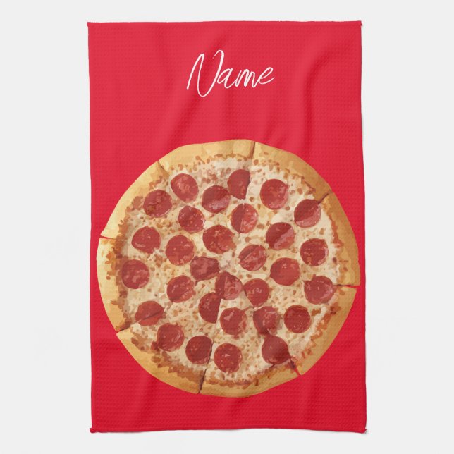 Pepperoni Pizza Thunder_Cove Kitchen Towel (Vertical)