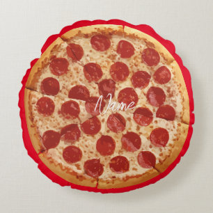 Pepperoni Pizza Thunder_Cove Round Pillow