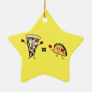 Pepperoni Pizza VS Taco: Mexican versus Italian Ceramic Ornament