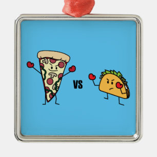 Pepperoni Pizza VS Taco: Mexican versus Italian Metal Ornament
