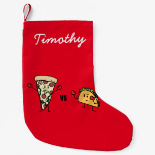 Pepperoni Pizza VS Taco: Mexican versus Italian Small Christmas Stocking