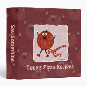 Pepperoni Tony Cute Happy Pizza Cartoon Character Binder