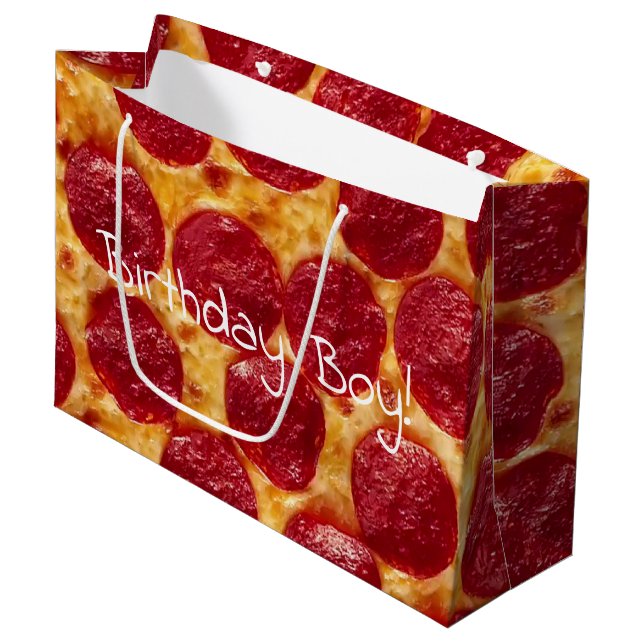 pepperonis pizza birthday party large gift bag (Front Angled)