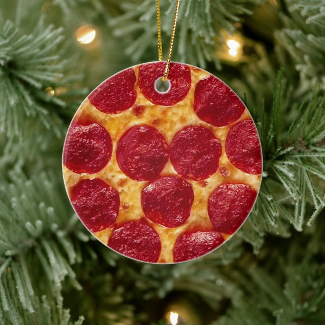 pepperonis pizza ceramic ornament (Tree)