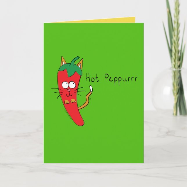Peppurrr Chaud Cute Pepper Chat Carte de voeux amu (Devant)