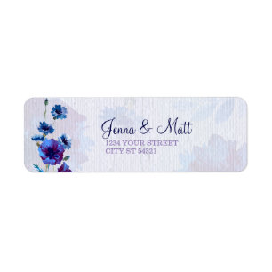 Peppy Blue Poppies Étiquettes de adresse