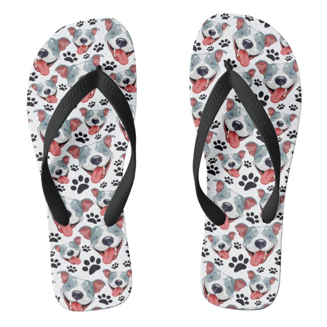 Peppy Pit Bull American Pitbull Pet Puppy Dog Flip Flops (Footbed)