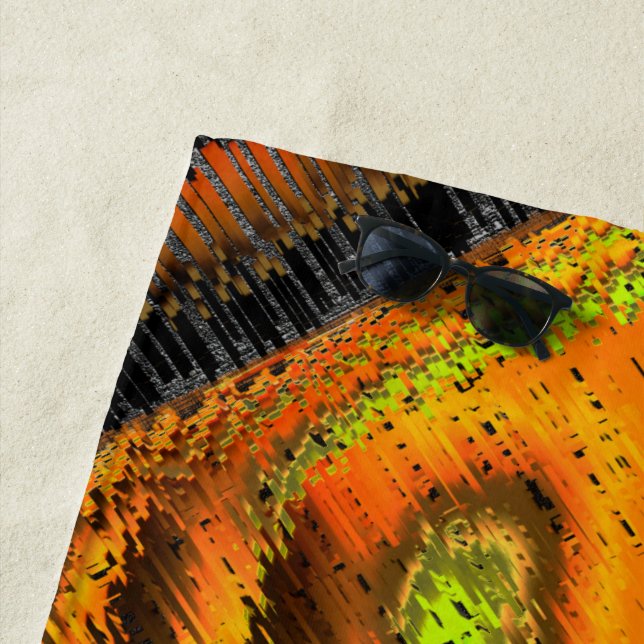 Pequeno mosaico amarelado transversal e deformado beach towel (In Situ)